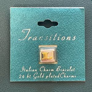 24kt gold Italian charm for bracelet letter L